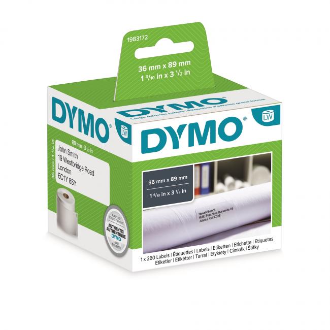 [DY983172] Samolepící etikety Dymo LW 89x36mm adresné velké bílé 260ks