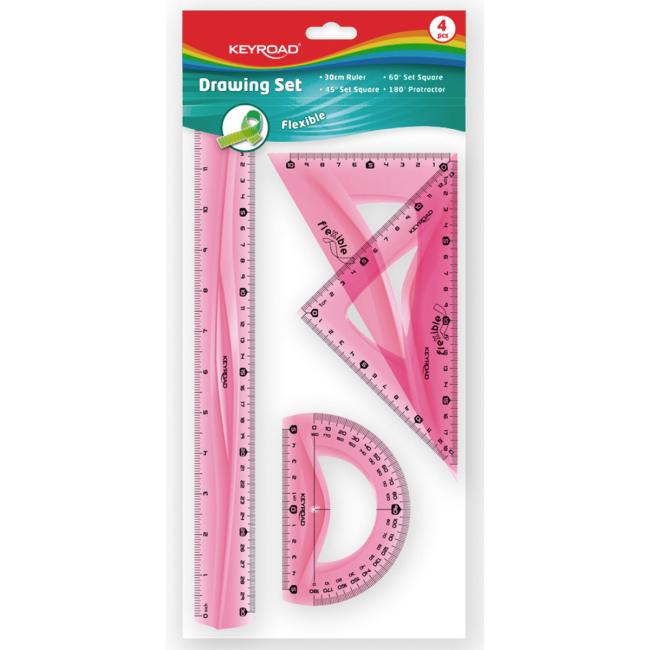 Rýsovací sada pravítek KEYROAD ohebná, mix barev