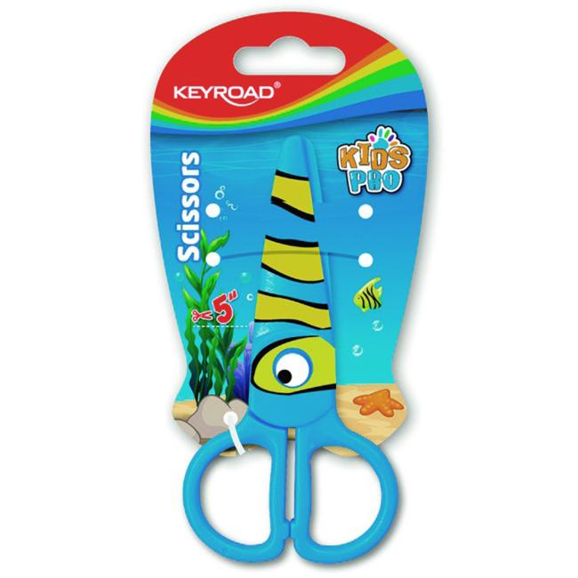 [EC971403] Školní nůžky KEYROAD, blistr, motiv ryba, modré