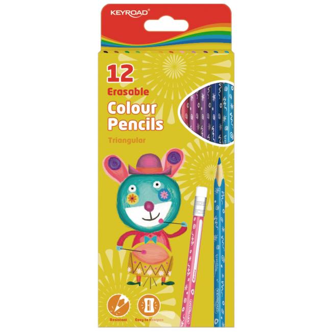 Barvičky KEYROAD s gumou, 12 barev