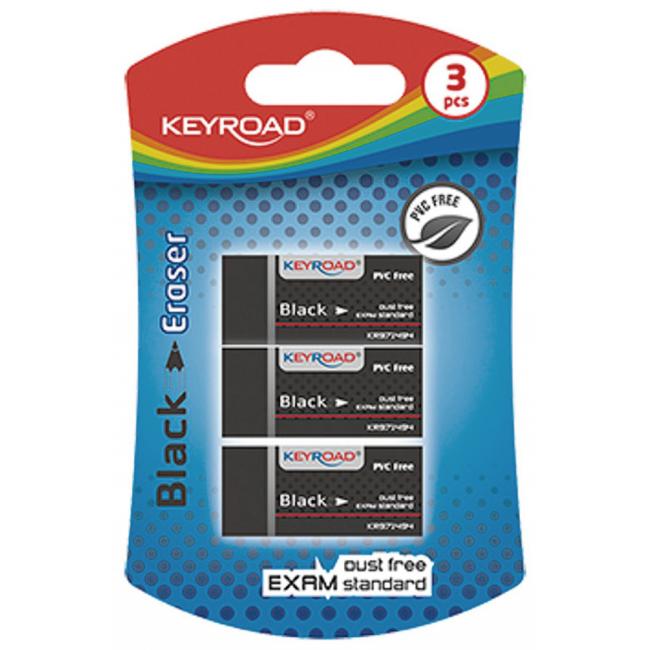 Guma KEYROAD Black, blistr 3 ks, černá