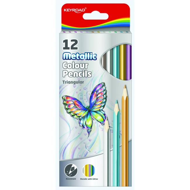 [EC971756] Barvičky trojhranné metalické KEYROAD, 12 barev