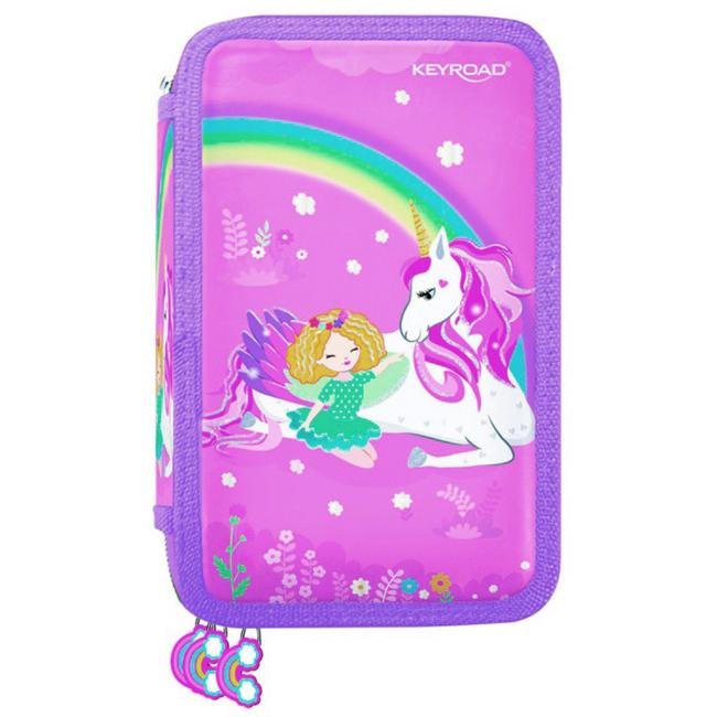 Penál KEYROAD 2-zipový plný, mix barev