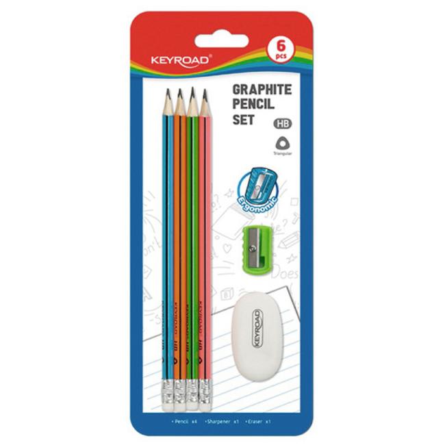 Sada školních pomůcek KEYROAD, blistr 6 ks, mix barev