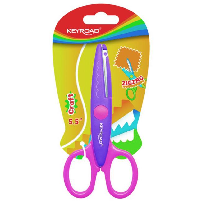 Dětské nůžky KEYROAD cik-cak, blistr, mix barev
