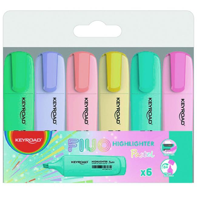 Sada zvýrazňovačů KEYROAD Pastel, 6 ks