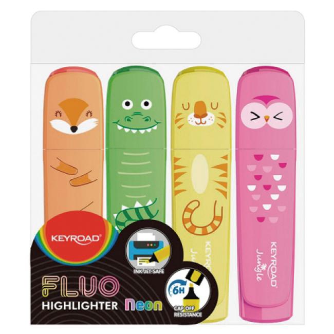 Sada zvýrazňovačů KEYROAD Fluo Jungle, sada 4 ks barev