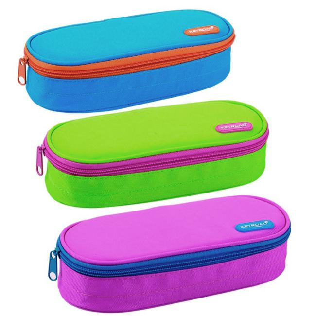 Penál KEYROAD prázdný kulatý, mix barev