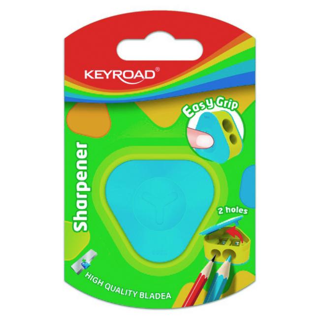 [EC972283] Struhadlo KEYROAD plastové se dvěma otvory, blistr, mix barev