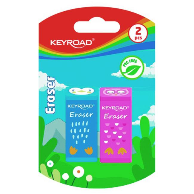 Guma KEYROAD Zvířata, blistr 2 ks, mix barev