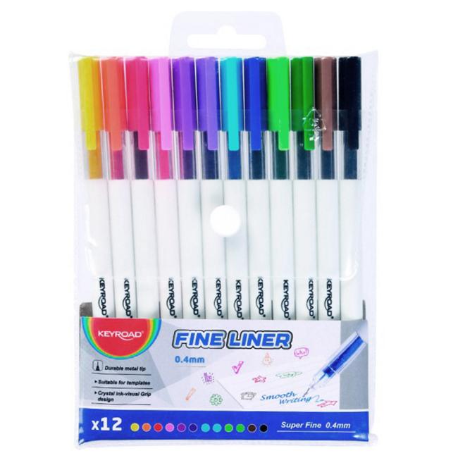Sada linerů KEYROAD Fine 0,4 mm, 12 ks, mix barev