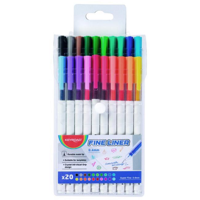 Sada linerů KEYROAD Fine 0,4 mm, 20 ks, mix barev