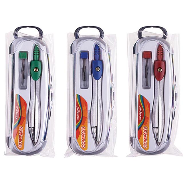 Kružítko kovové s tuhami KEYROAD, mix barev