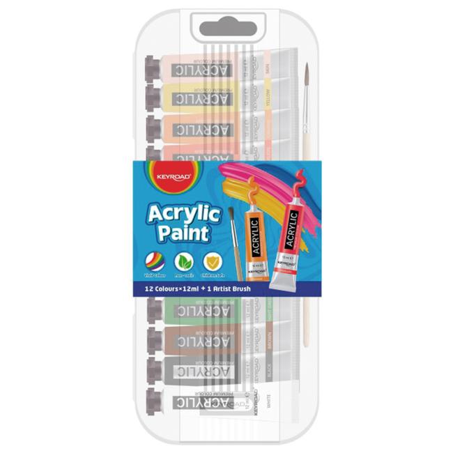 Akrylové barvy KEYROAD, 12 x 12 ml, mix barev