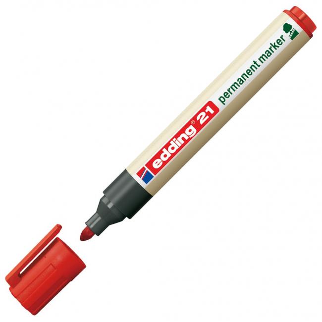 Permanentní popisovač edding 21 červený