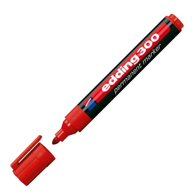 Permanentní popisovač edding 300 červený