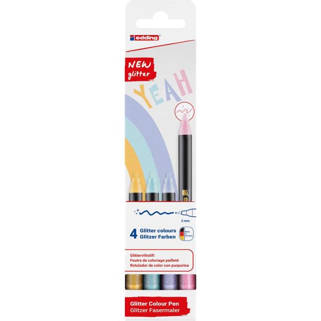 Sada popisovačů edding 1200/4S glitter, pastelové barvy