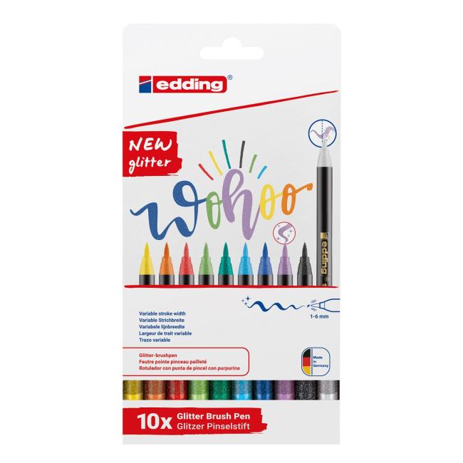 Sada popisovačů edding 1340/10S glitter, základní barvy, vláknový hrot