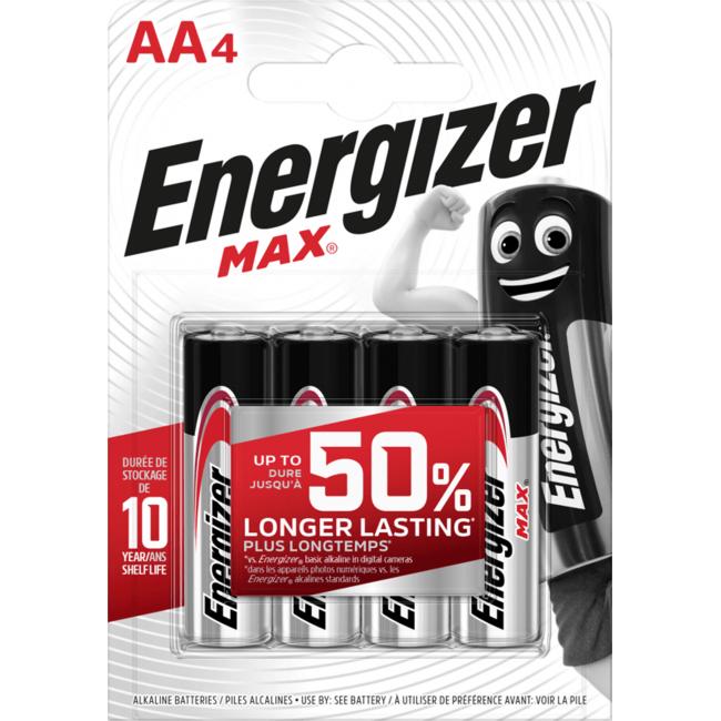Baterie Energizer alkalická Max 1,5V, typ AA,4 ks