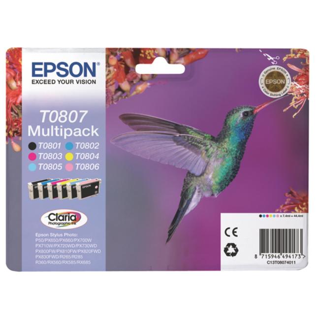 [EP003545] Inkoustová náplň Epson C13T080740 CMYK+LC+LM multipack pro SP R265/R285/R360
