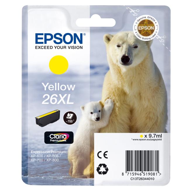 Inkoustová náplň Epson T2634 26XL Claria yellow pro XP-600/700 (9,7 ml)