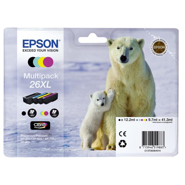 Inkoustová náplň Epson C13T263640 CMYK multipack 26XL Claria pro XP-600/700 (3x9,7/12,2ml)