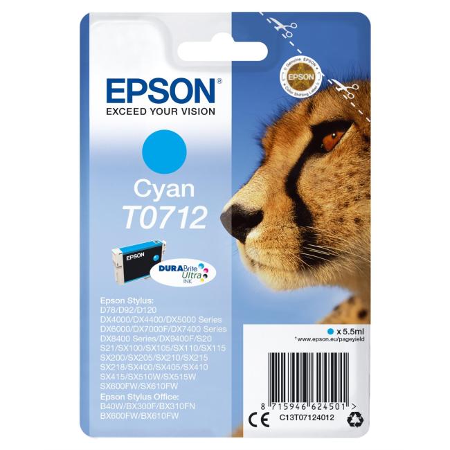 [EP071240] Inkoustová náplň Epson T07124011 cyan pro D78/DX4000/4050/5000/5050/6000 (5,5 ml)