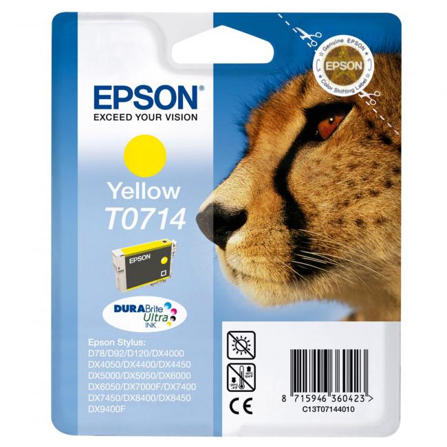Inkoustová náplň Epson T07144011 yellow pro D78/DX4000/4050/5000/5050/6000 (5,5 ml)