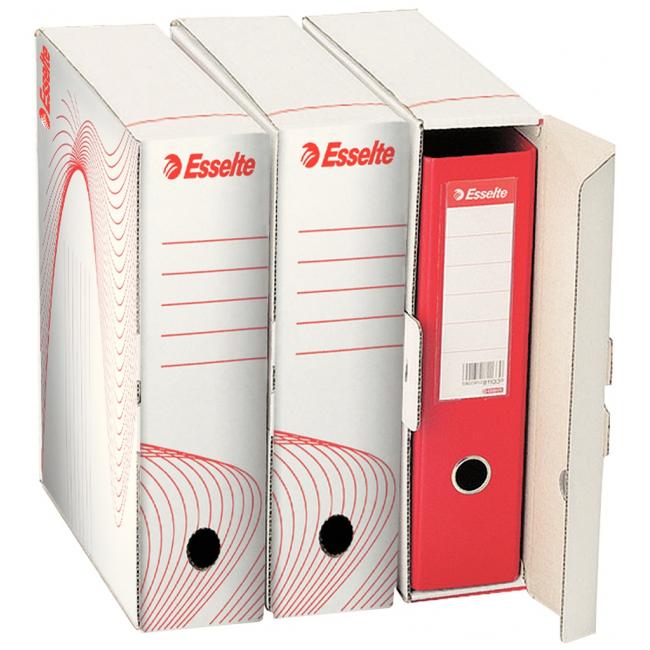 [ES010024] Archivní box na pořadač Esselte bílý/červený