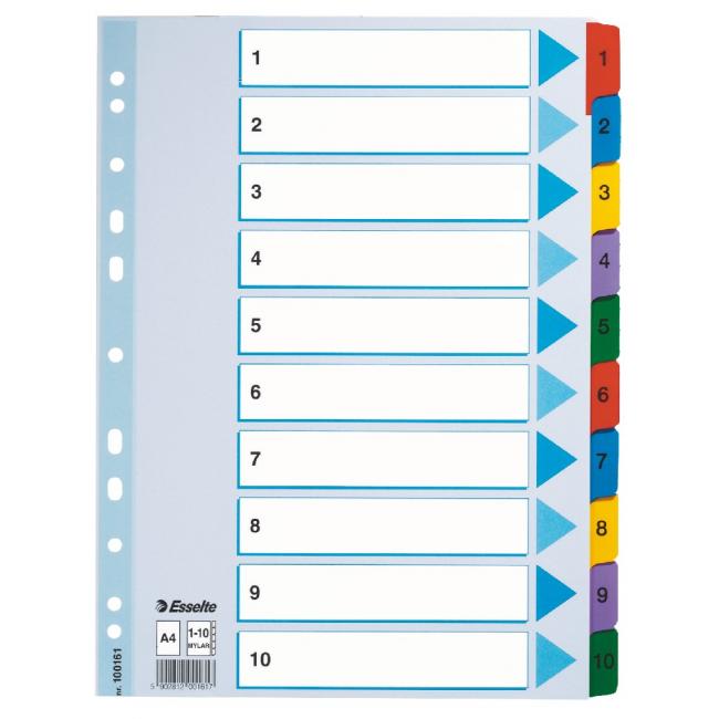 [ES100161] Kartonový rozřazovač Esselte Mylar 1-10