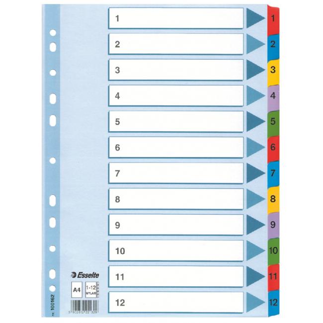 Kartonový rozřazovač Esselte Mylar 1-12