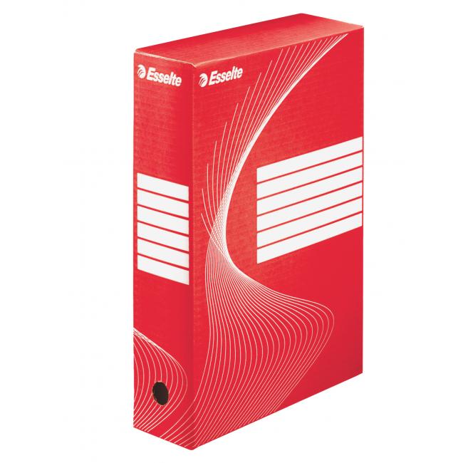 [ES128412] Archivní box Esselte 80mm červený/bílý