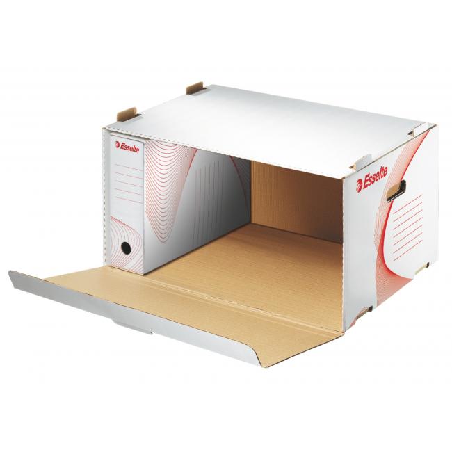 [ES128910] Archivní krabice s předním otevíráním Esselte bílá/červená 535x265x370 mm