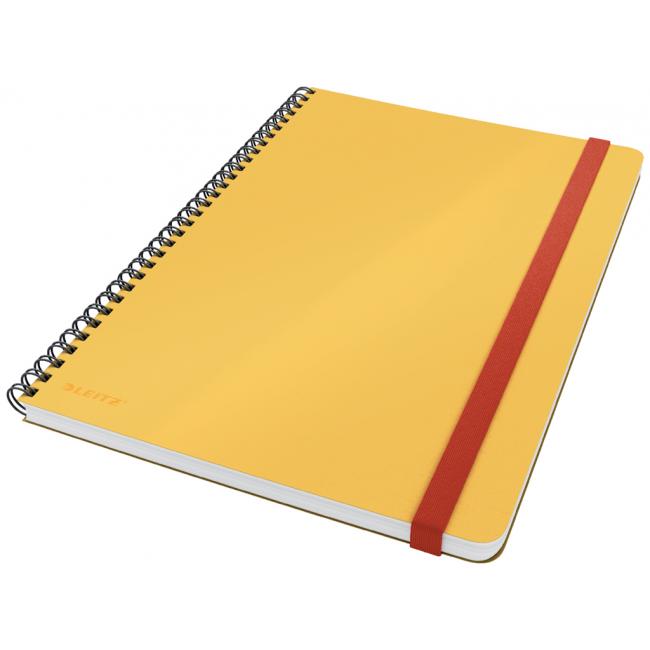 Blok poznámkový linkovaný s gumičkou Leitz Cosy B5 teplý žlutý