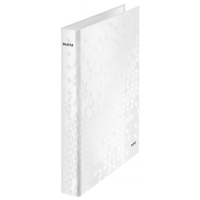 Pořadač 2-kroužkový Leitz WOW laminovaný povrch 4cm perleťově bílý
