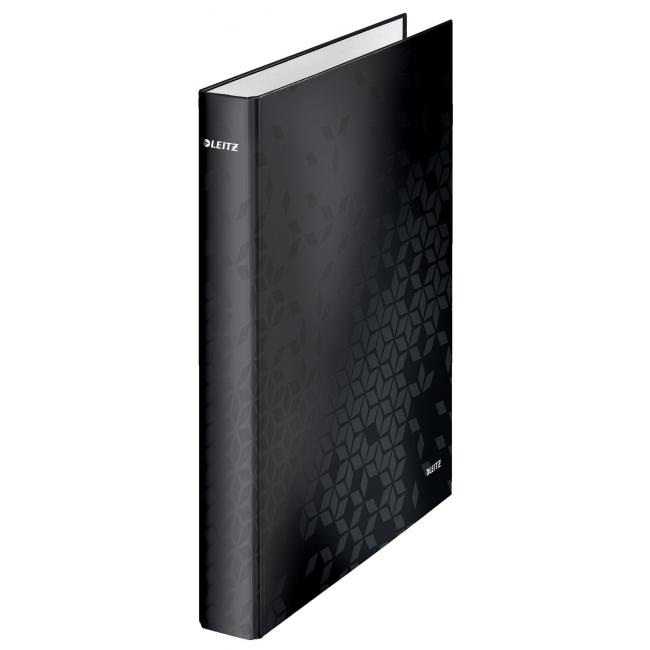 [ES410095] Pořadač 2-kroužkový Leitz WOW laminovaný povrch 4cm černý