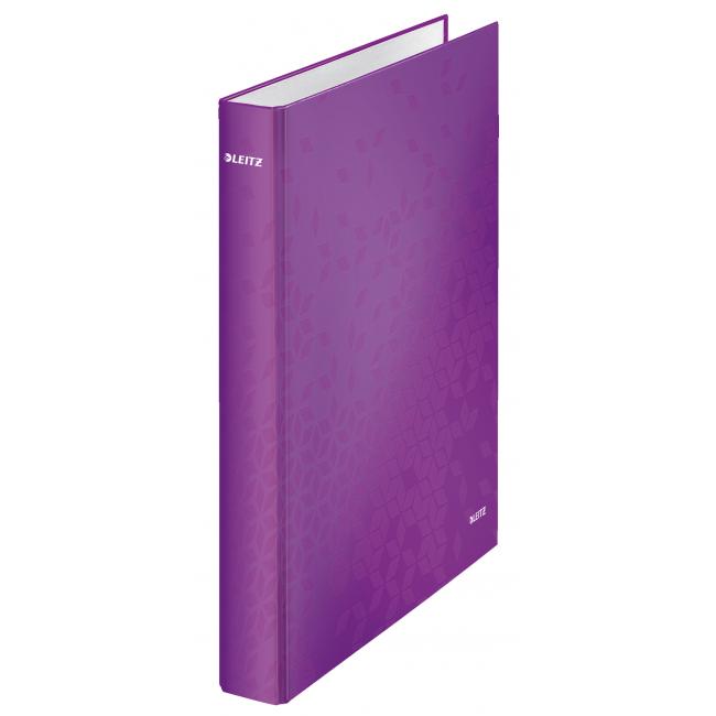 Pořadač 4-kroužkový Leitz WOW laminovaný 4cm purpurový