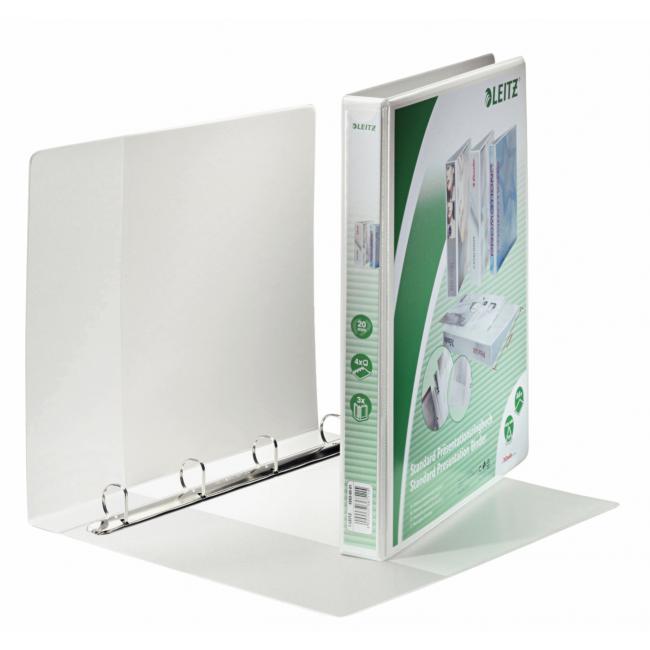 Pořadač prezentační Leitz 3,8cm 4D-kroužkový A4 MAXI bílý