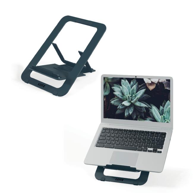 Stojan na notebook nastavitelný Leitz Ergo hliníkový ultra plochý nastavitelný, sametově šedý