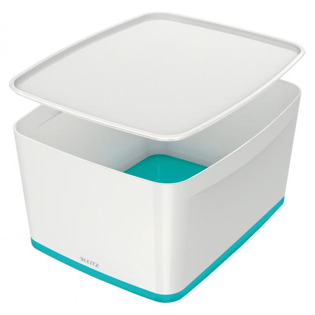 [ES521651] Úložný box s víkem Leitz MyBox, velikost L bílá/ledově modrá