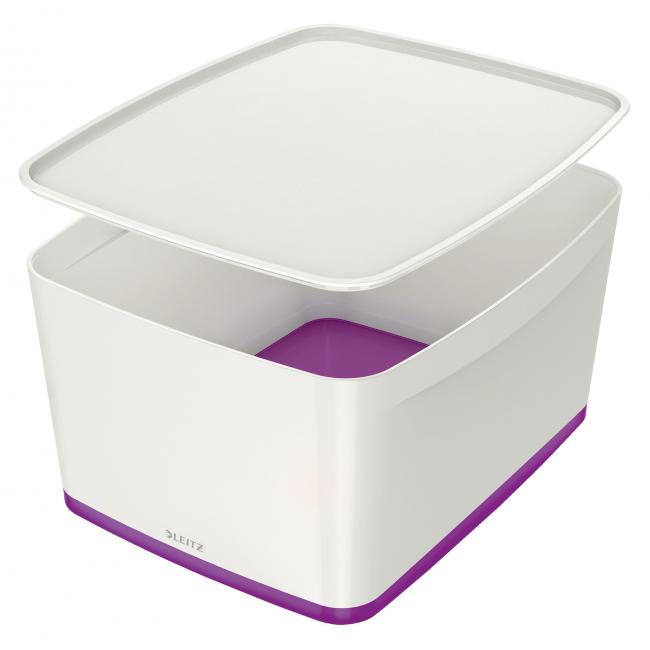 [ES521662] Úložný box s víkem Leitz MyBox, velikost L bílá/purpurová