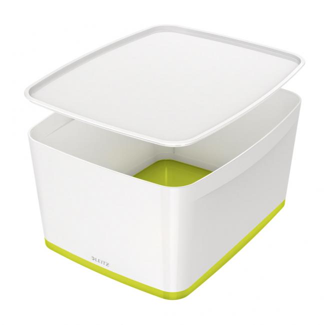 [ES521664] Úložný box s víkem Leitz MyBox, velikost L bílá/zelená;;;