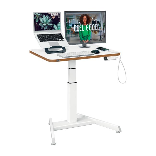 [ES534001] Stůl na sezení/stání elektrický s kompaktní deskou, bílý