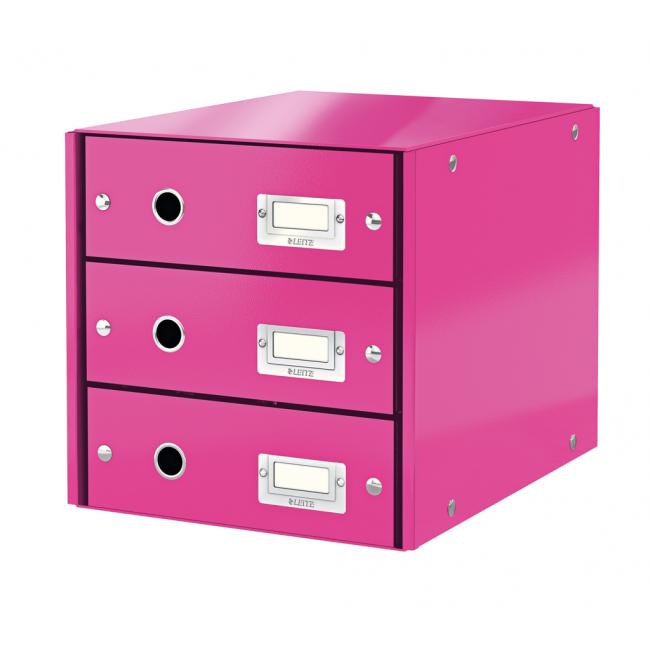 Zásuvkový box Leitz Click & Store 3 zásuvky metalická růžová