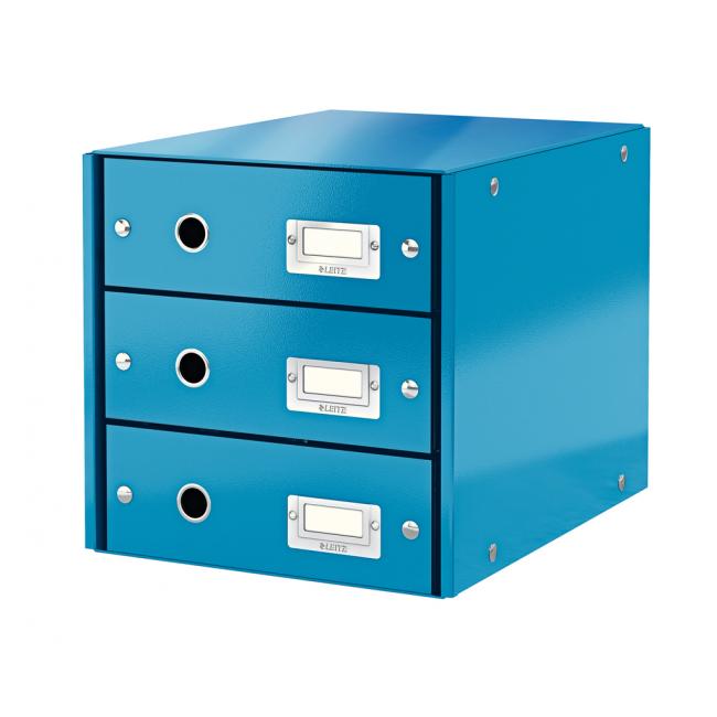 [ES604836] Zásuvkový box Leitz Click & Store 3 zásuvky metalická modrá