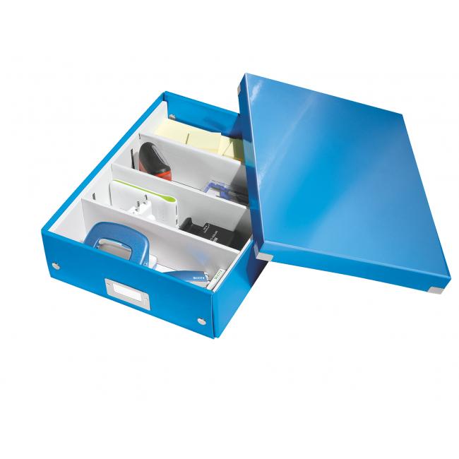 [ES605836] Střední organizační krabice Click & Store metalická modrá
