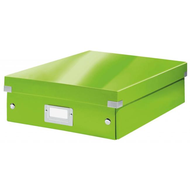 Střední organizační krabice Click & Store metalická zelená