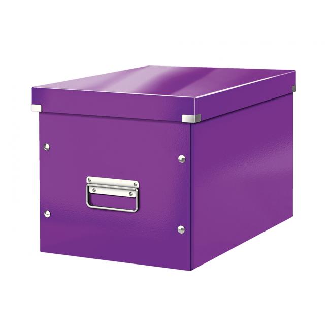 Čtvercová krabice Click & Store A4 metalická purpurová
