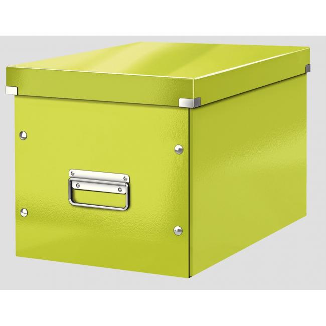 Čtvercová krabice Click & Store A4 metalická zelená