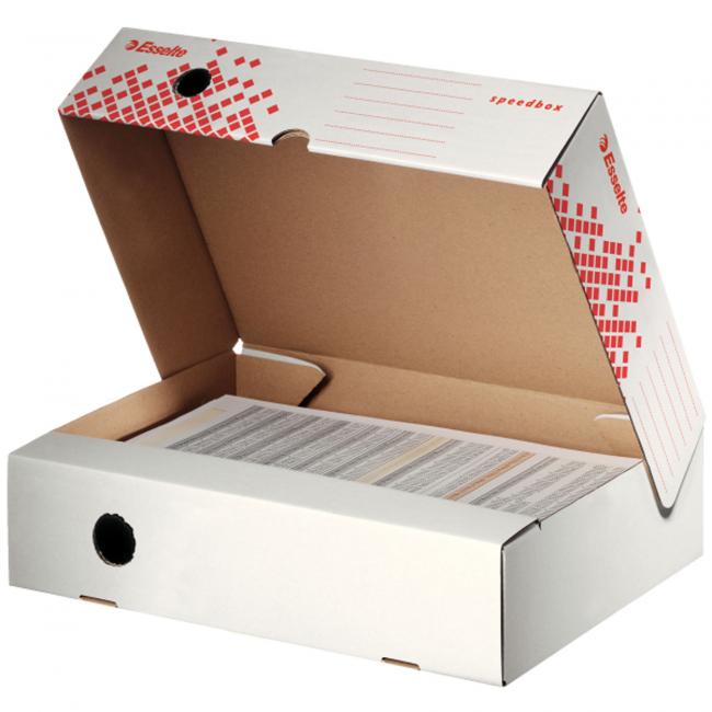 [ES623910] Archivní box Esselte Speedbox se sklápěcím víkem 80mm bílý/červený